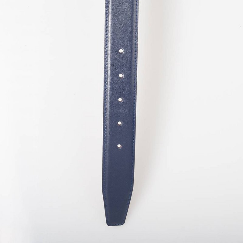 Herrengürtel Dunkelblau und Cognac - Italienisches Echtleder - 3,5 cm breit - Größe 135 (Taille bis 115 cm)