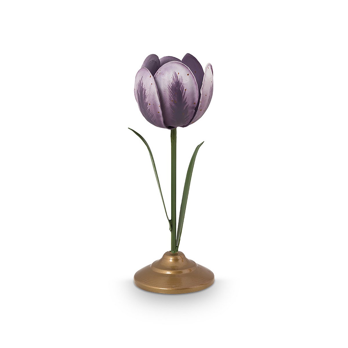Set/2 Tulip Candle Holders Metal Lilac