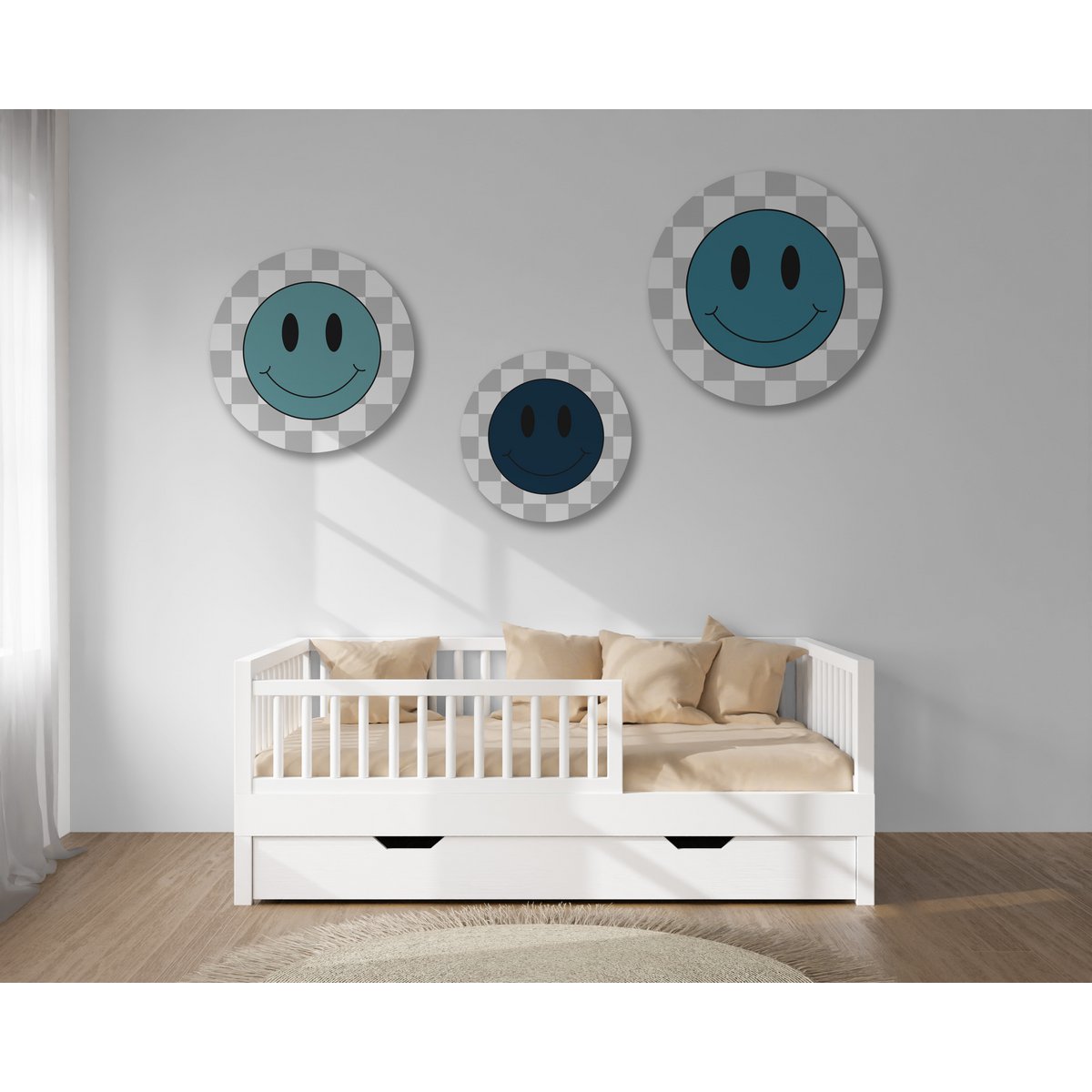 Cerchio da muro Set Smiley Blu