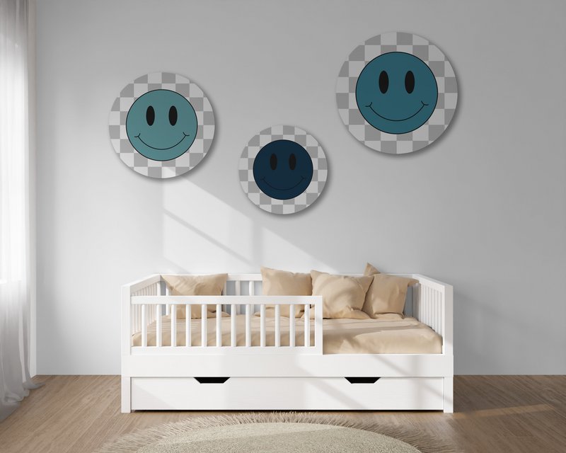 Muurcirkel Set Smiley's Blauw