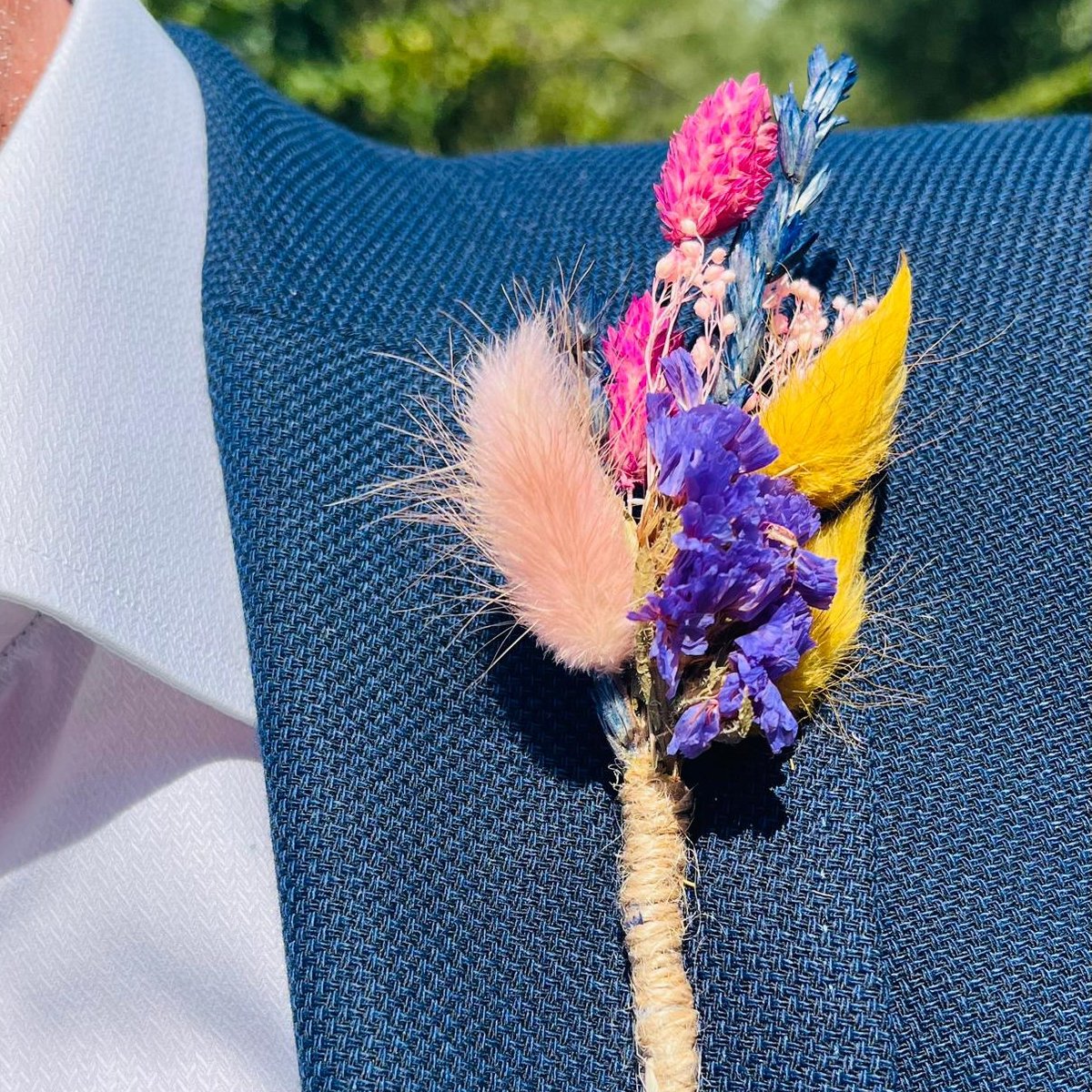Romantique corsage with pin with dried flowers 14cm