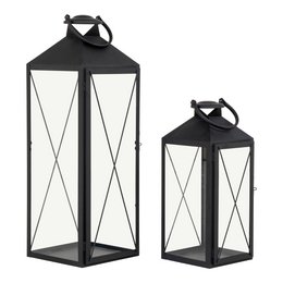 Casa Lantern, set di 2 - Lanterna, acciaio e vetro, nero, set di 2