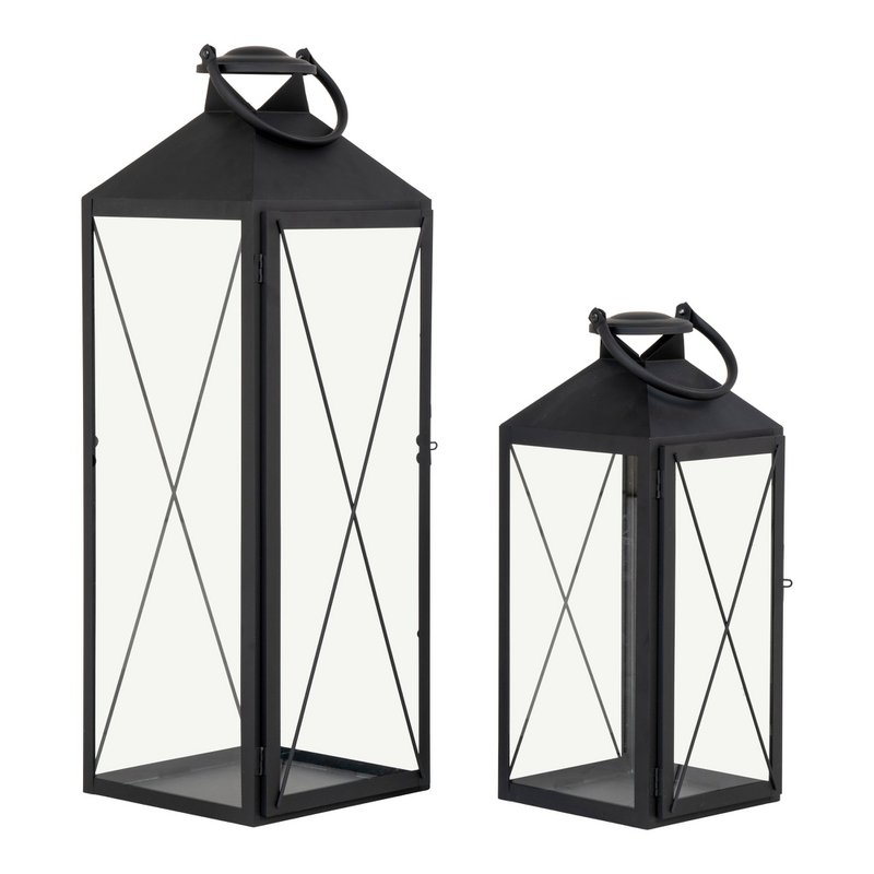 Casa Lantern, set di 2 - Lanterna, acciaio e vetro, nero, set di 2