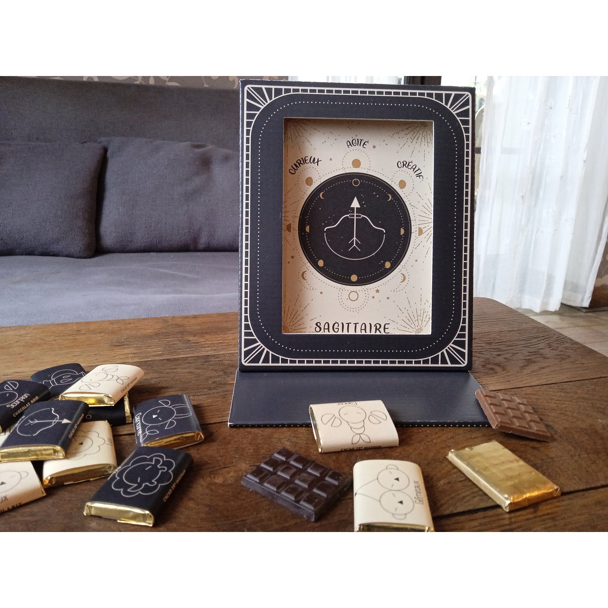 ASTROLOGIE SCHOKOLADE -MILCH- VERPACKUNG FOTORAHMEN © + KARTE