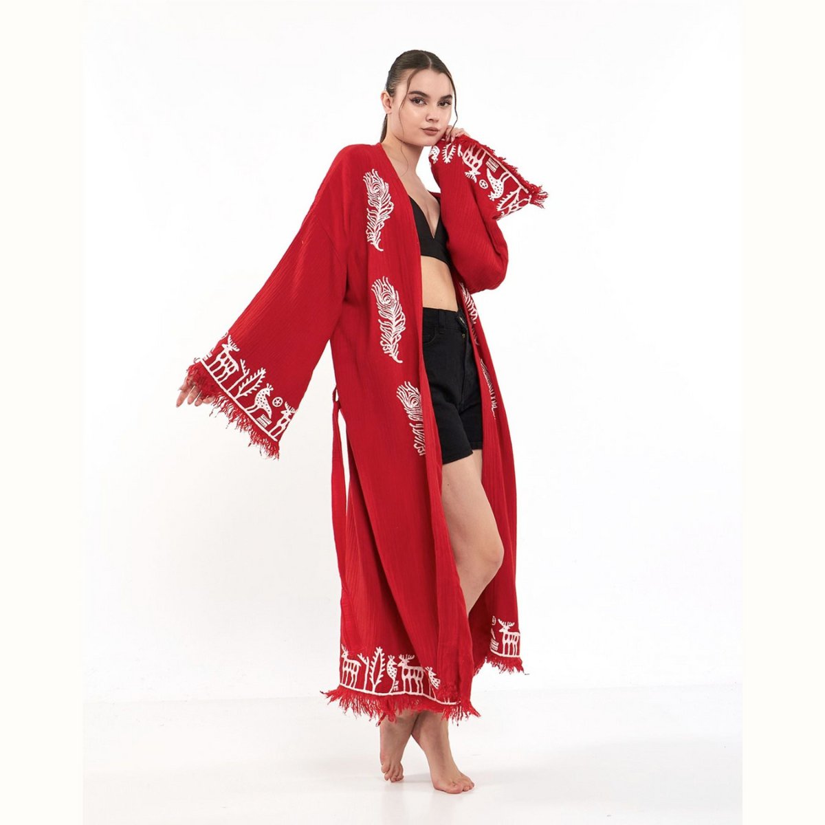 Hitit Kimono Largo-Rojo