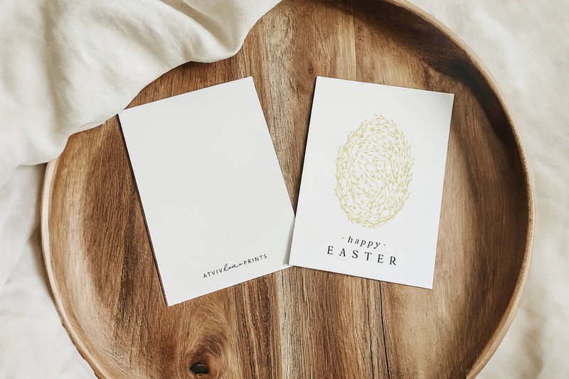 Carta di Pasqua - Giallo Florale Easter Egg, Happy Pasqua Cartolina, A6 Card