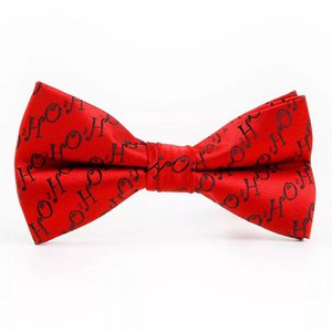 Kerstvlinderdas "Red Hohoho met zwart schrift"