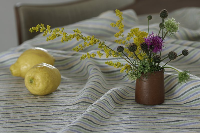 100% hør dug (250x145 cm) lilla striber