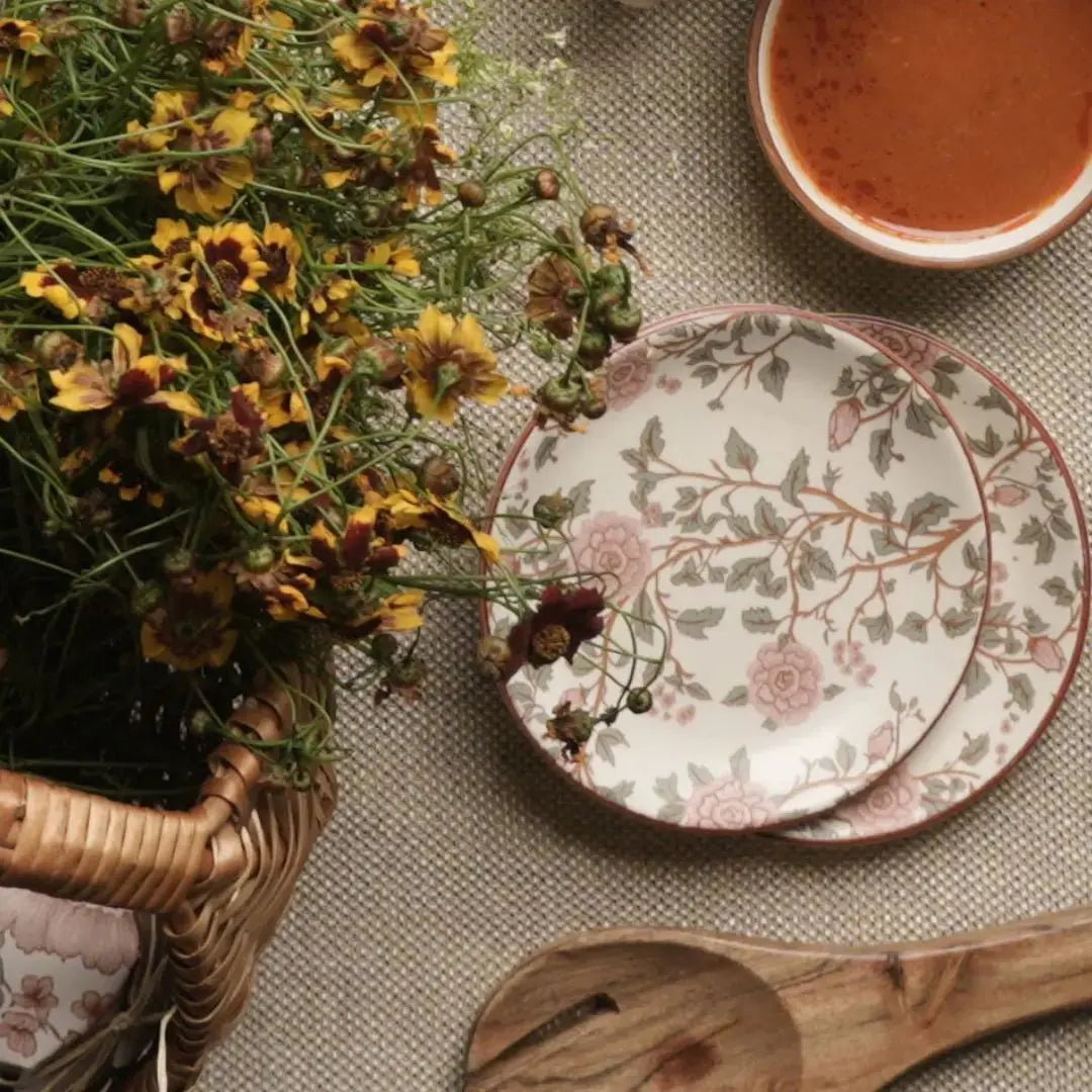 Dinner Plate | Handcrafted Serving Floral Peony | Stoneware