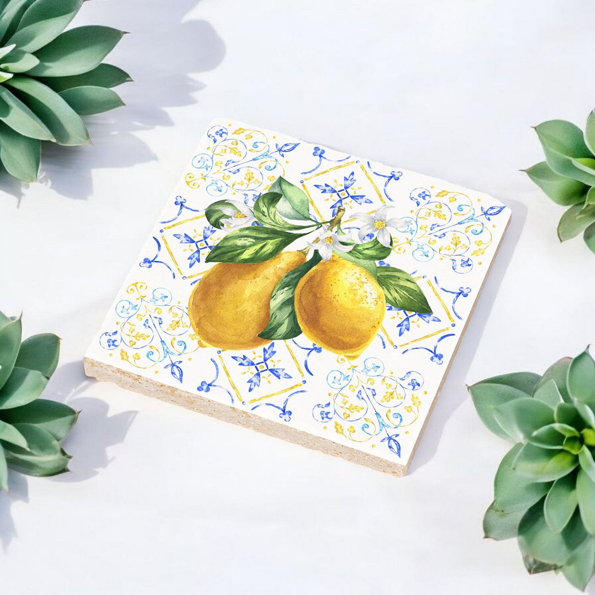 Stone Coaster Set - Italian Lemon