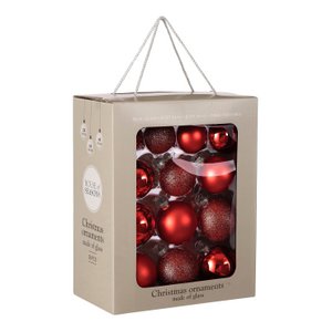 Christmas ball set Glass baubles Red