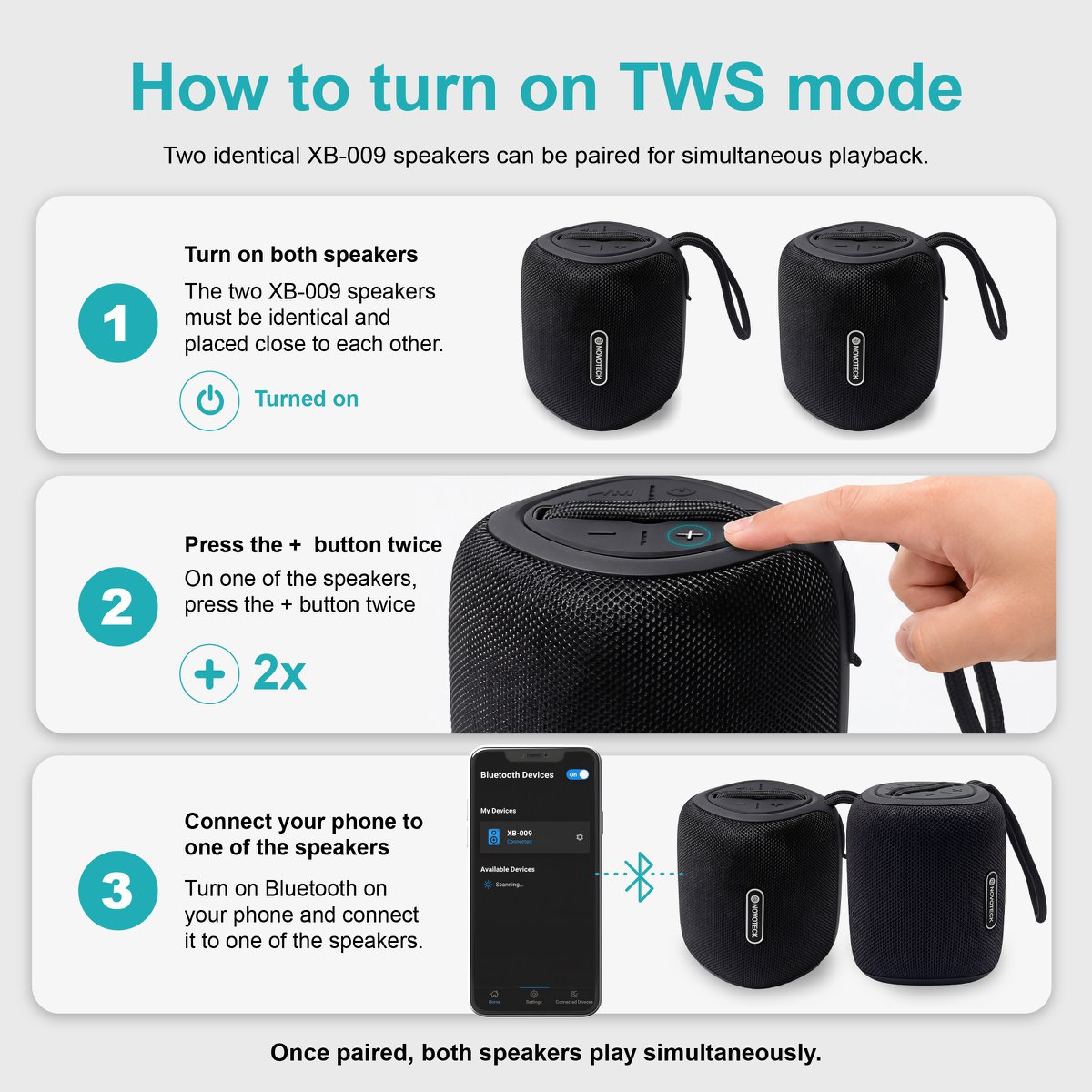Altavoz Bluetooth portátil XB-009: negro, libertad inalámbrica y diseño práctico para el día a día