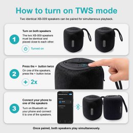 Altavoz Bluetooth portátil XB-009: negro, libertad inalámbrica y diseño práctico para el día a día