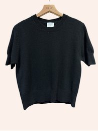 Pull col rond manches courtes en 50% cachemire et 22% laine