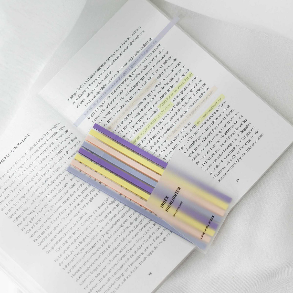 Golden Amethyst | Ordinate long side marker Transparent adhesive notes sticky notes colorful side markings sticky index register for annotating books, highlighter strips to highlight