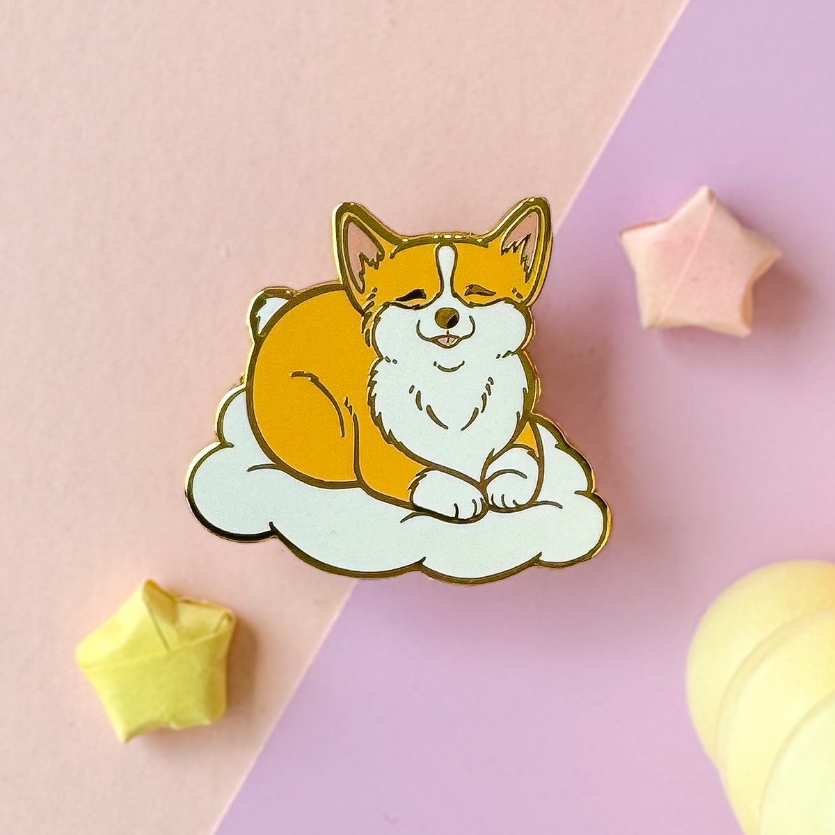 Corgi Boton | Pin de esmalte para mascotas de perro lindo | Chapado en oro | Pin de esmalte duro ? Broche
