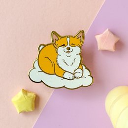 Perno Corgi | Spilla smaltata per animali domestici per cani carini | Placcato oro | Spilla in smalto duro | Spilla