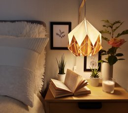 Sospensione Origami in Ecowood e White Paper - misura S