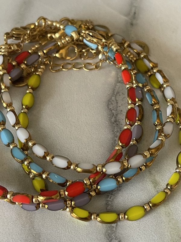 Bracelet glass bead Oranjerood