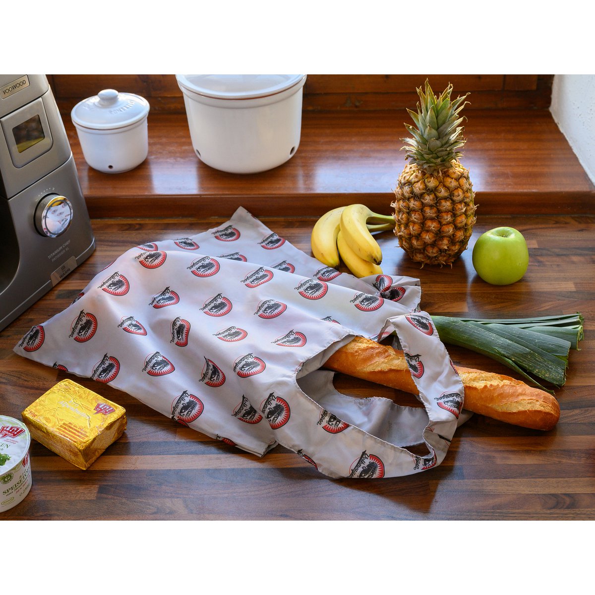 Volkswagen VW T1 Bus Shopper Bag, foldable - Front/Grey