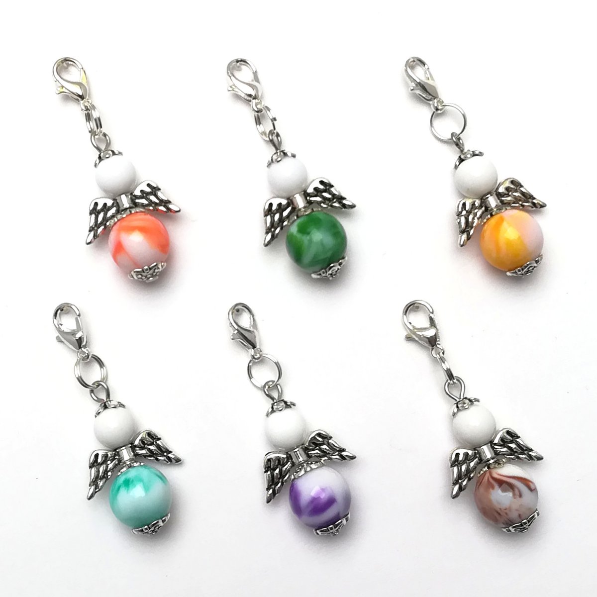 Guardian Angel "Marla" Keychain, 6-serie set, zilverkleurig