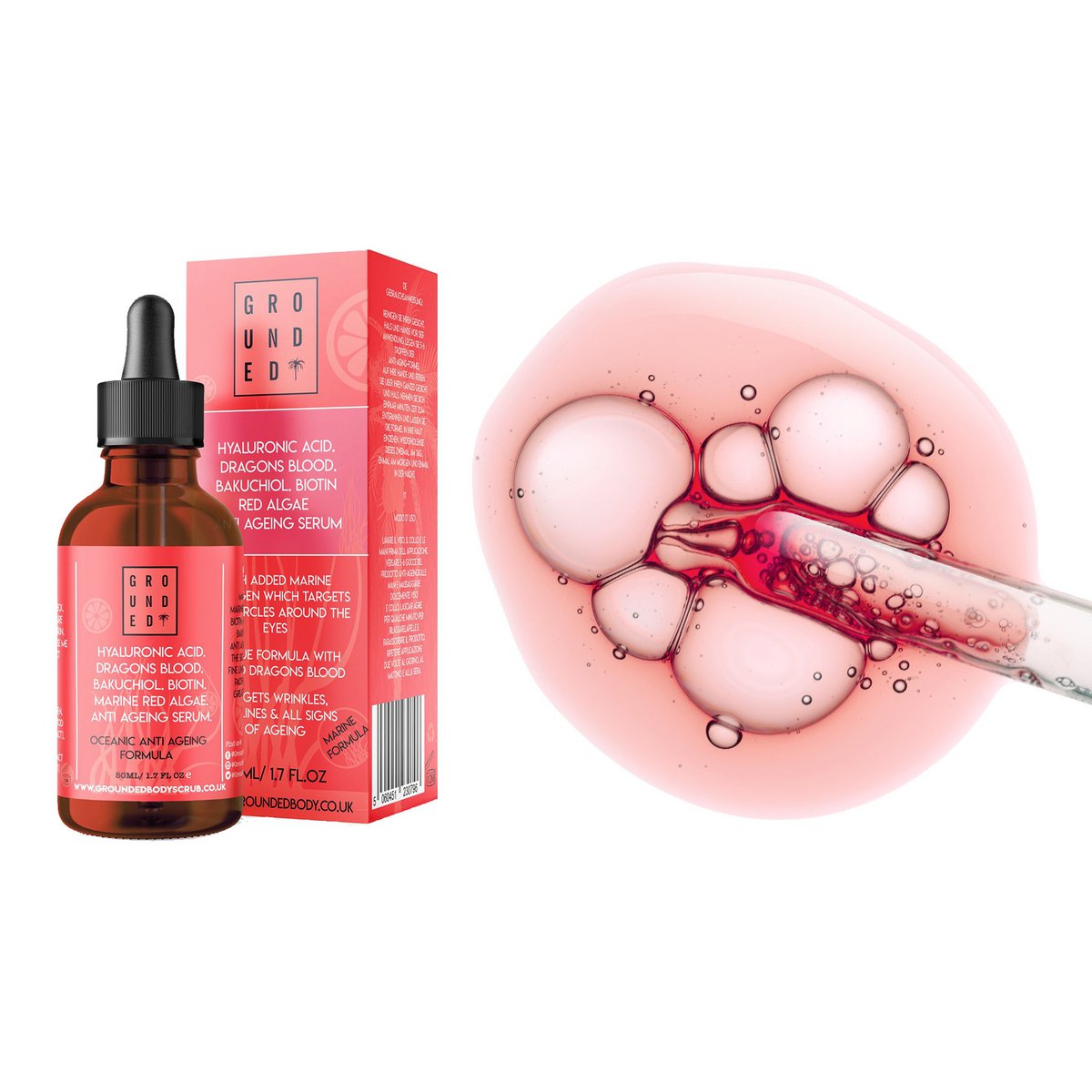 Kwas Hialuronowy, Smocza Krew, Bakuchiol, Biotyna, Czerwone Algi Marin. Serum Przeciwstarzeniowe (50ml)