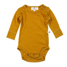 Langarm-Body aus Wolle – Merinowolle – Harvest Gold