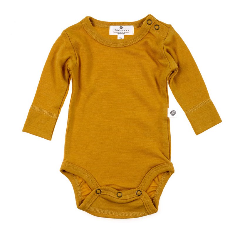 Langarm-Body aus Wolle – Merinowolle – Harvest Gold