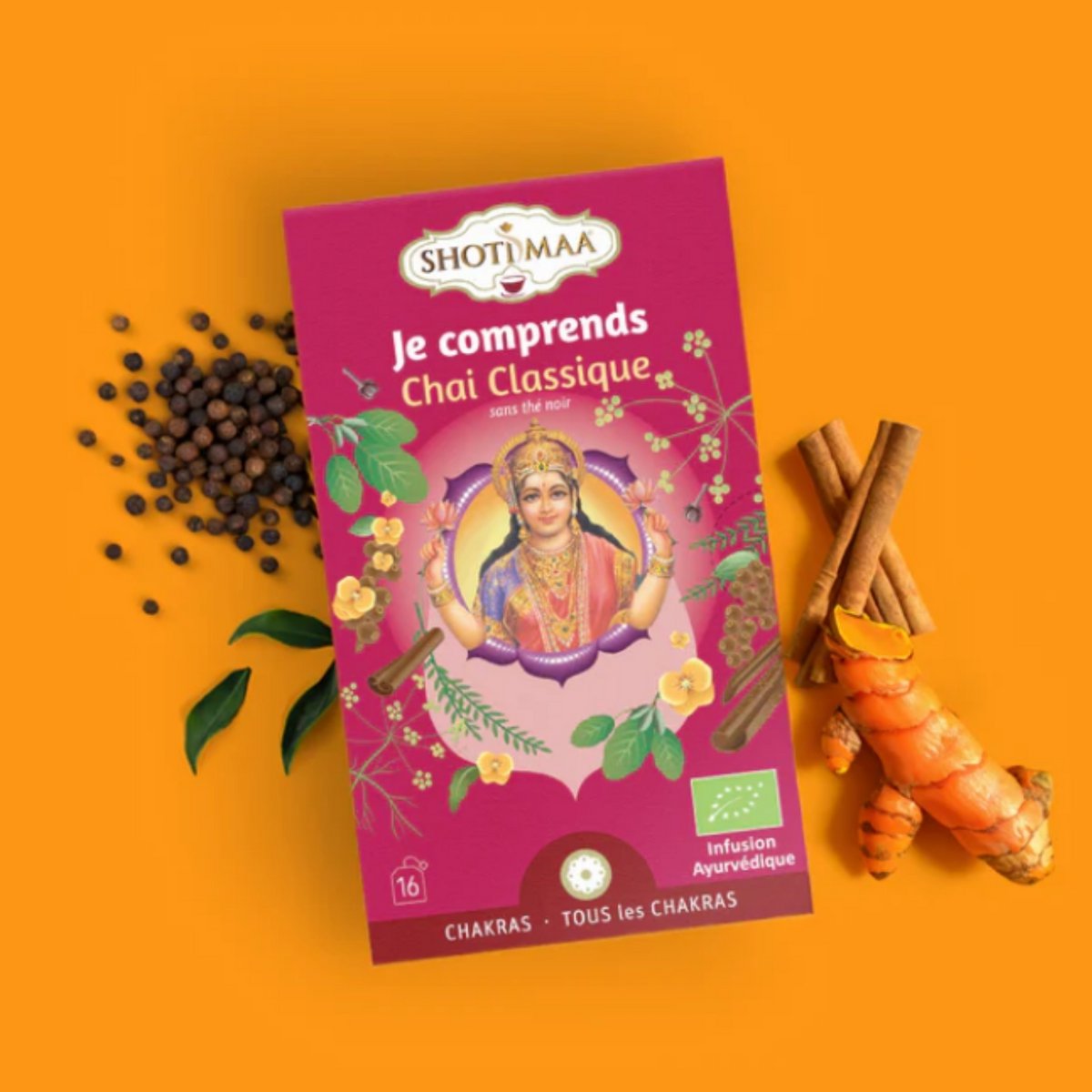 Klassischer Bio-Chai-Kräutertee ohne Koffein – Großzügiger und ausgewogener Aufguss – Moment der Entspannung und Stabilität – Ideal nach den Mahlzeiten