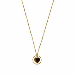 Collier Bague Coeur Oeil de Tigre - Or