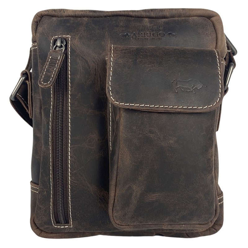 Herretaske eller dametaske i 3 farver bøffellæder - Crossbody-taske til kvinder eller mænd