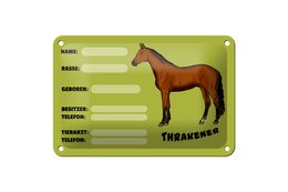 Tin sign horse 18x12cm Thracens name owner breed decoration