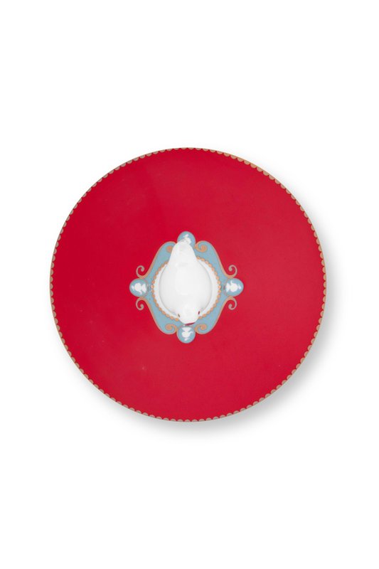 Storage Jar Love Birds Medallion Stripes Red-Pink