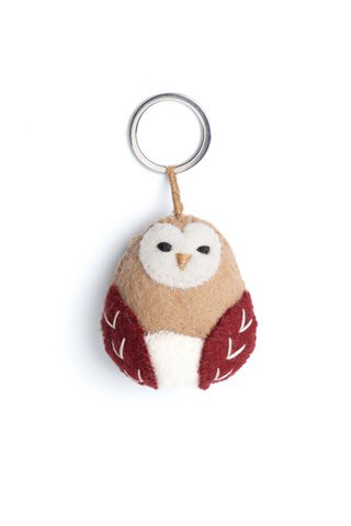 Keyring owl creme