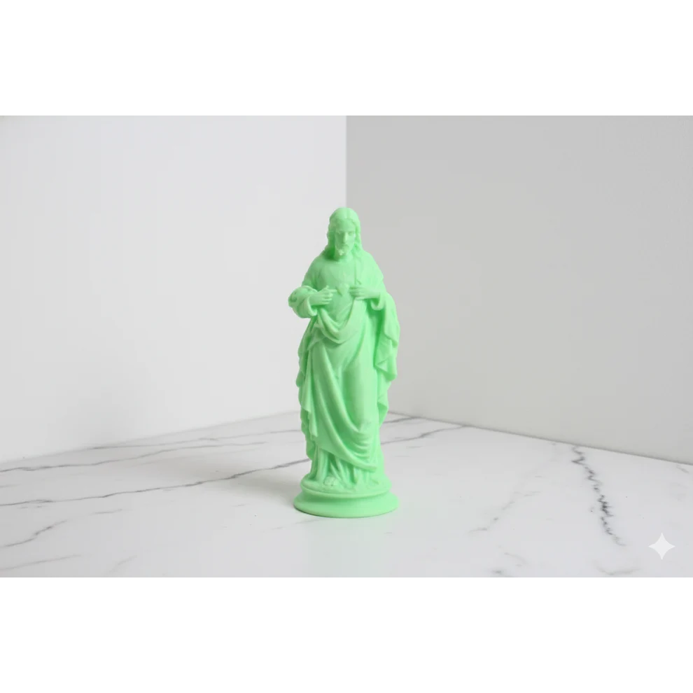 Statue du Sacré-Cœur – Finition verte phosphorescente
