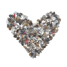 Leather heart keychain animal print