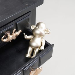 Ornament - Hæng Monkey Figurin 'The Legend' - Polyresin - Gold - 11x7x19cm