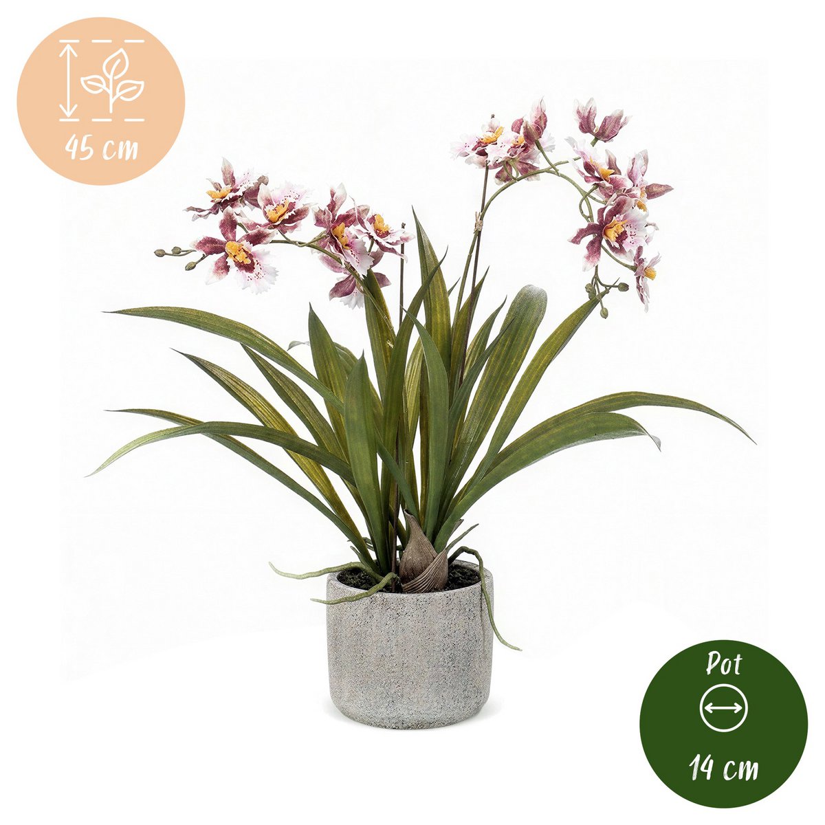 Sztuczna roślina - Orchidea - Bordeaux - 45cm