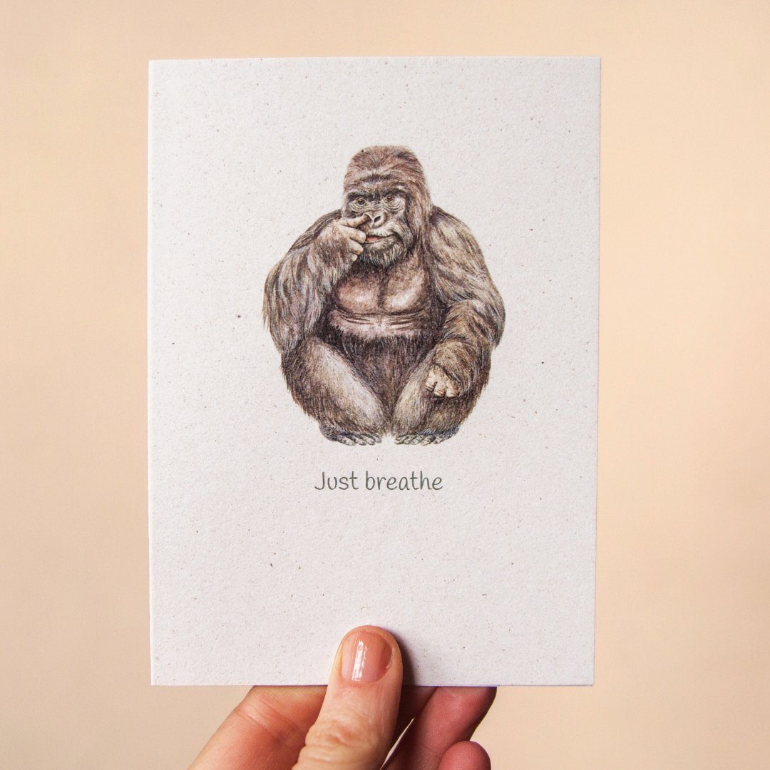 Funny 'Just breathe' Gorilla Greeting Card