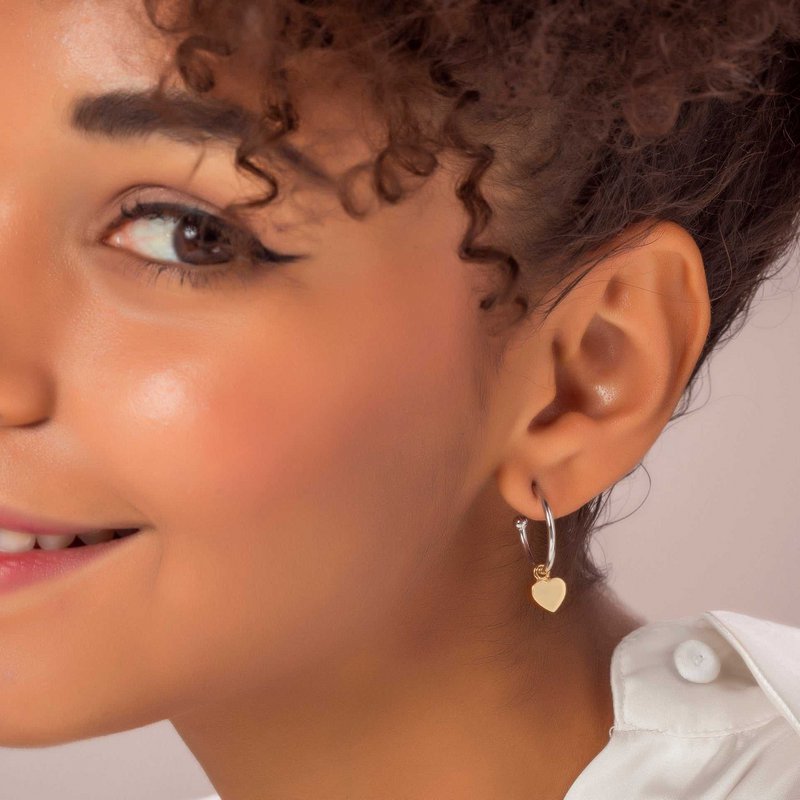 Boucles d'Oreilles Cube Hoop Coeur Plaqué Or