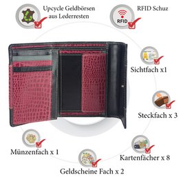 Sunsa Damen Geldbörse. Leder Geldbeutel. Portemonnaie mit RFID Schutz. Brieftasche aus Leder. Mittelgroße Geldbörse für Frauen mit vielen Kreditkartenfächern- Wallet für Damen, Geschenkidee