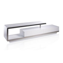 Mueble TV de madera blanca y acero cromado