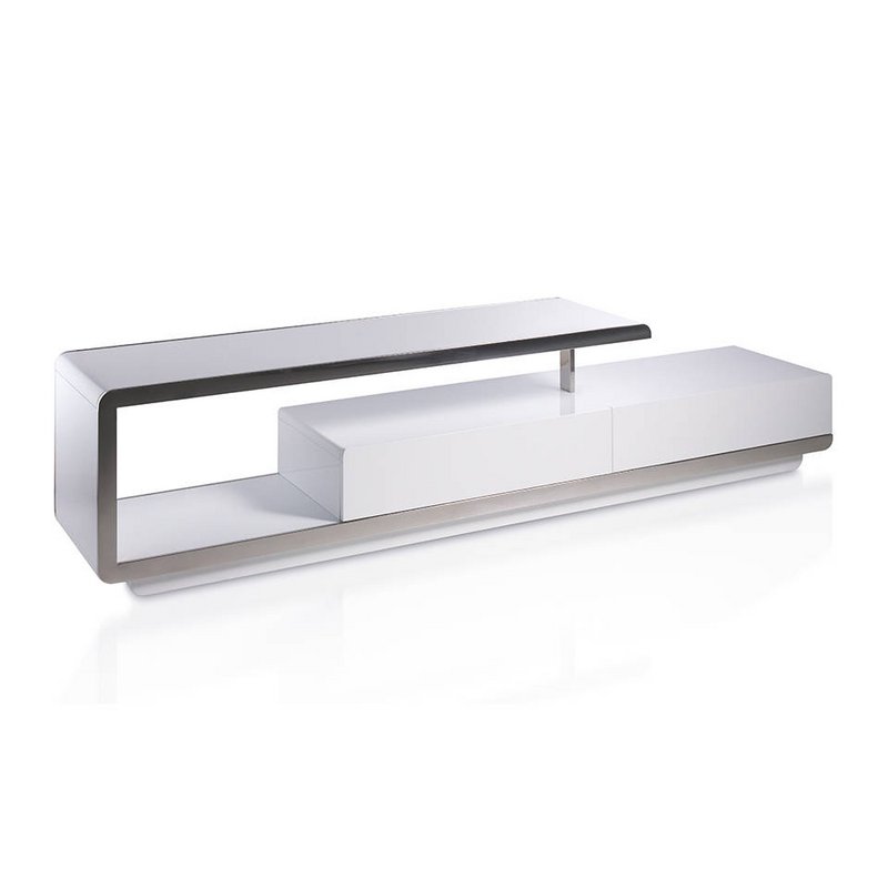 Mueble TV de madera blanca y acero cromado