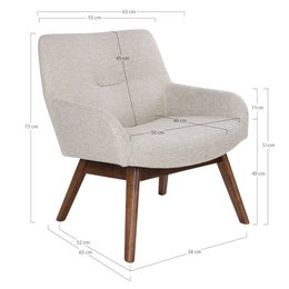 Poltrona lounge London - Tessuto, Legno di noce, Sabbia - 65x63x73 cm