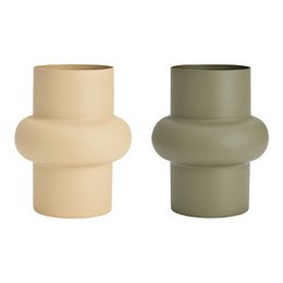 Vase, kun til tørrede blomster, lavet af metal beige, grøn 2-fold, (B/H/D) 16x19x16cm