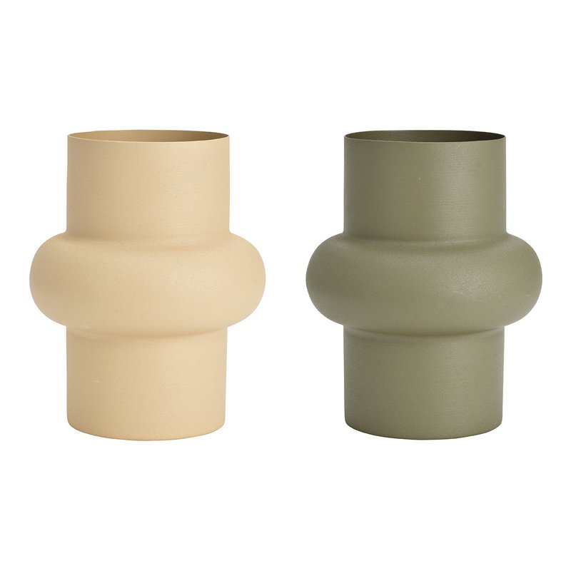 Vase, only for dried flowers, made of metal beige, green 2-fold, (W/H/D) 16x19x16cm