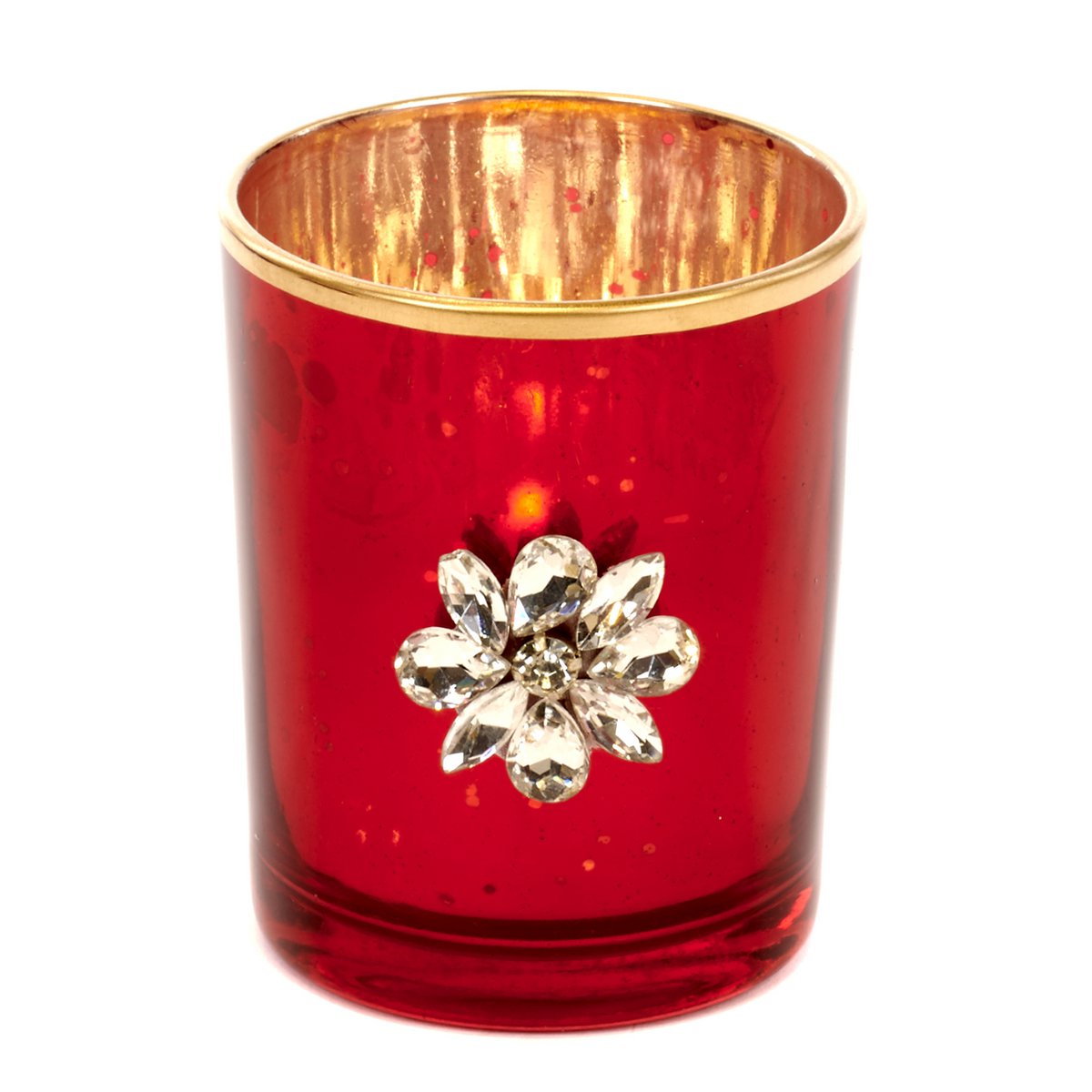 GLSS 3D JEWEL FLOWER CYL.VOTIVE TT RD 9,5CM HOMION