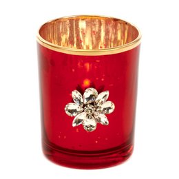 GLSS 3D JEWEL FLOWER CYL.VOTIVE TT RD 9,5CM HOMION