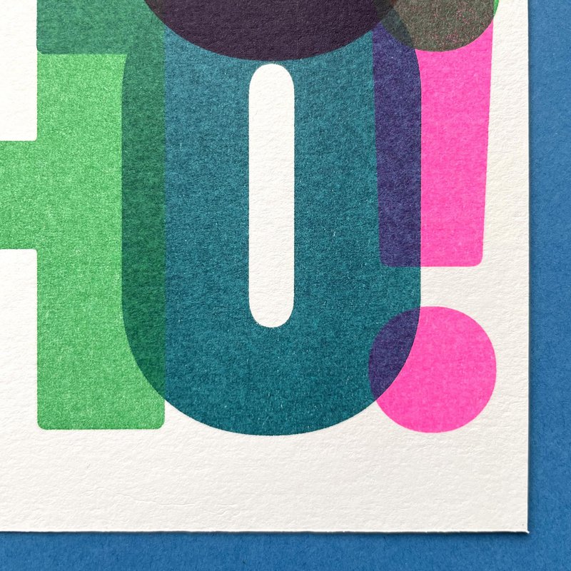 Postal Riso, tarjeta de Navidad, HoHo!, risografía, DIN A6