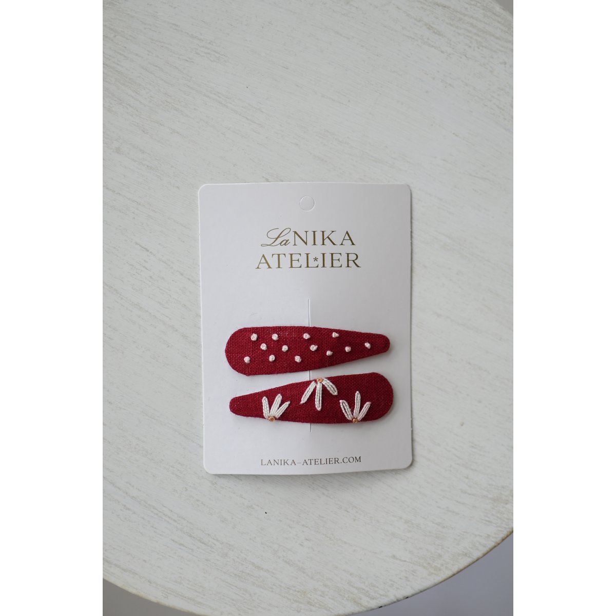 Horquillas para el pelo flor rojo burdeos